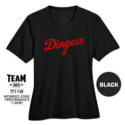 Dingers Baseball V2 - Cool & Dry Performance Women's Shirt - MULTIPLE COLORS AVAILABLE - 83Swag