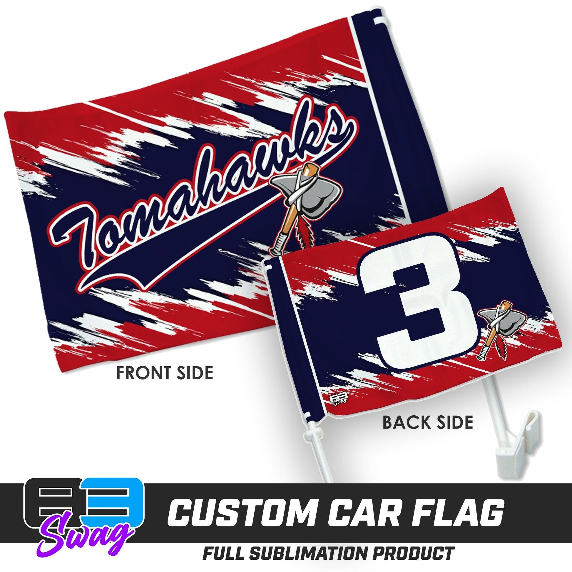 Double Sided Car Flag - Land O Lakes Tomahawks Baseball - 83Swag