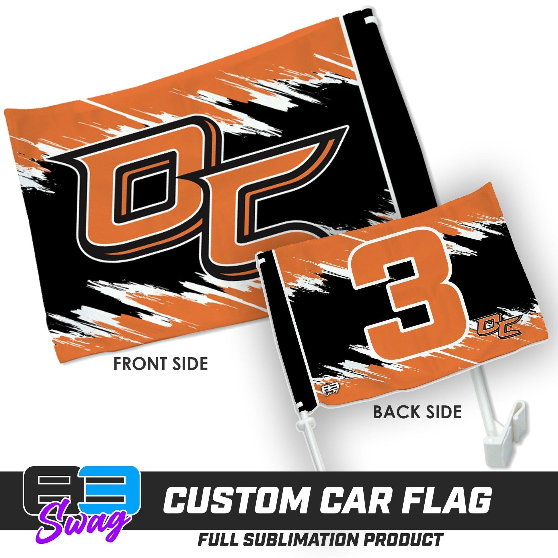 Double Sided Car Flag - Orange County Hockey Club - 83Swag