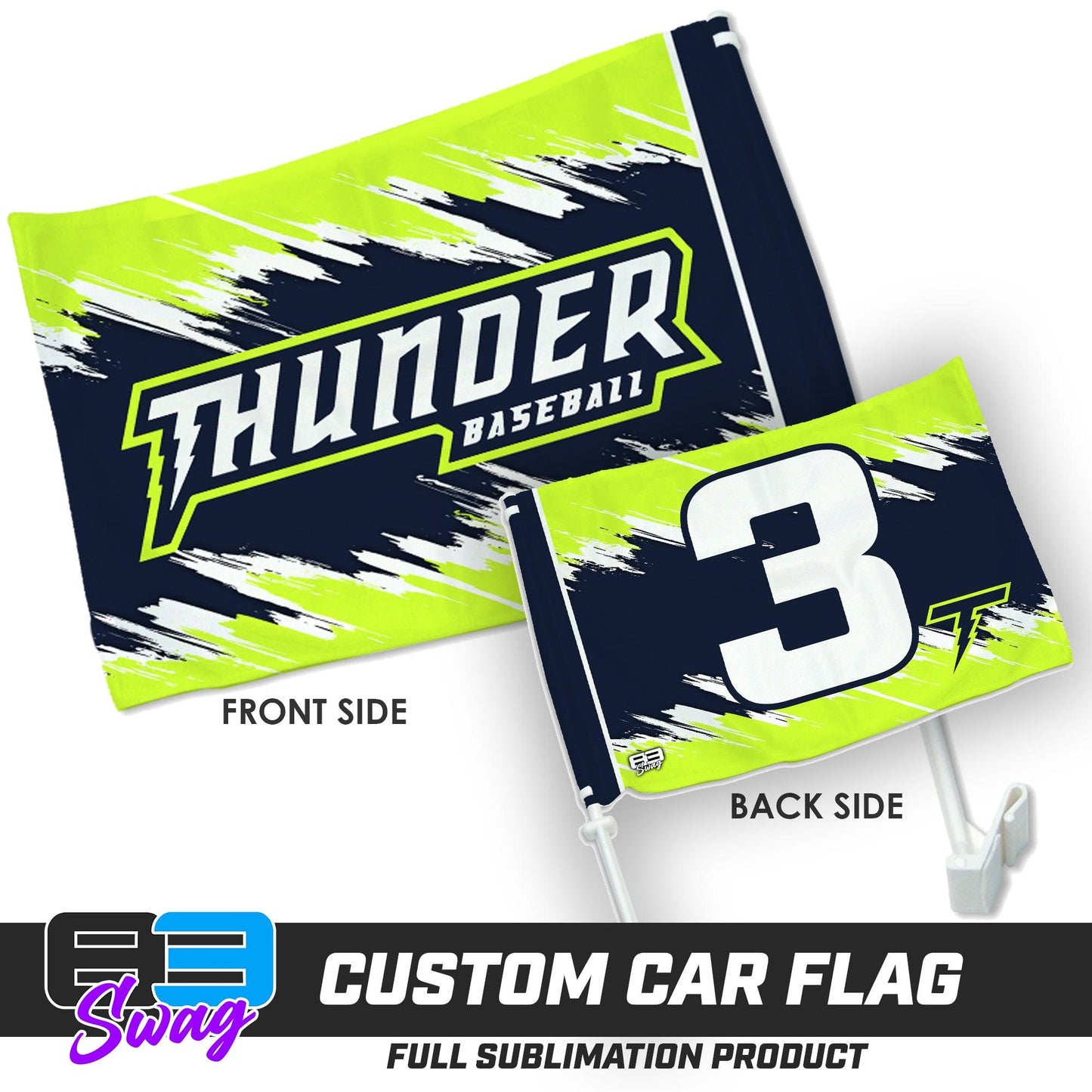 Double Sided Car Flag - Ponte Vedra Thunder Baseball - 83Swag