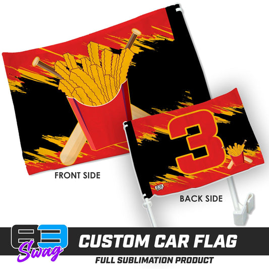 Double Sided Car Flag - Team Rally Fries Baseball - 83Swag