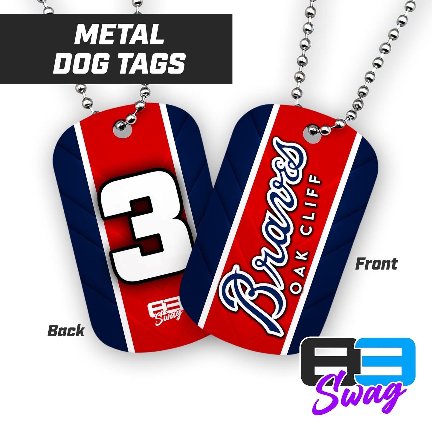 Double Sided Dog Tag - Oak Cliff Braves Baseball - 83Swag