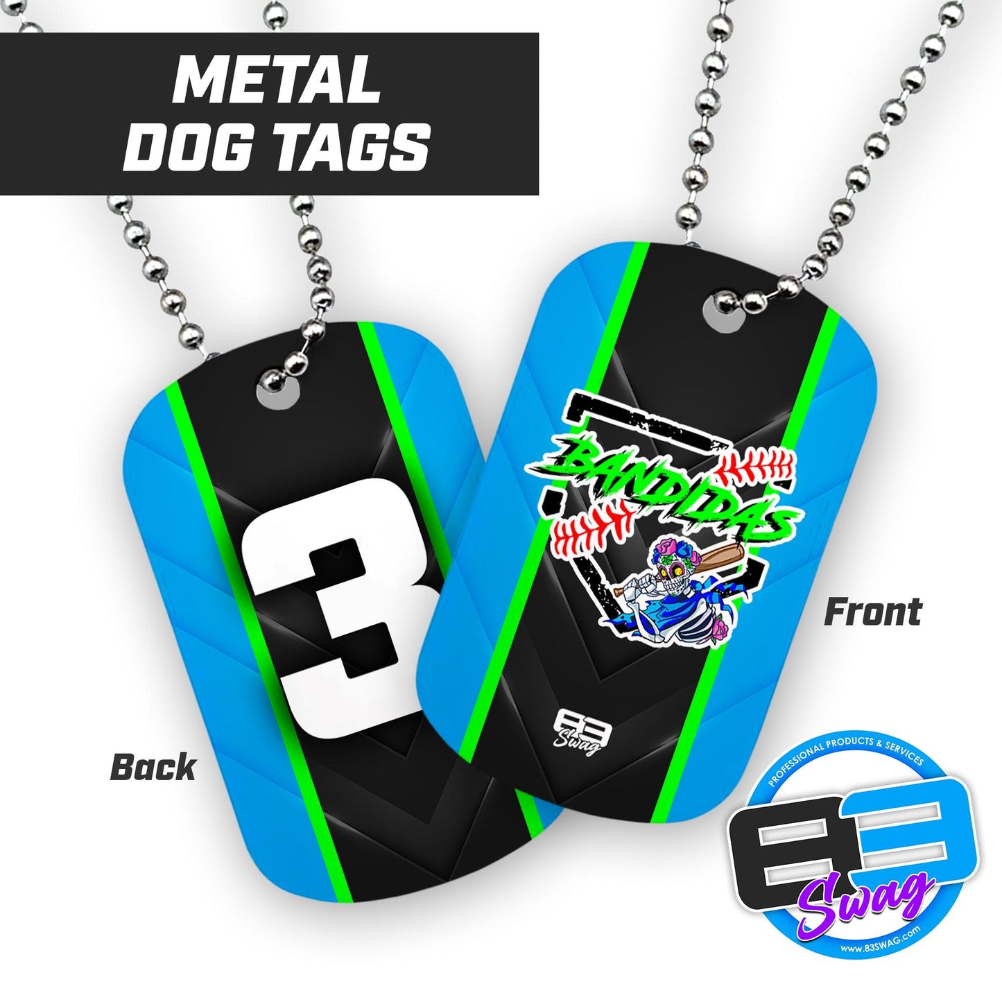 Double Sided Dog Tags - Baker Bandidas Softball - 83Swag
