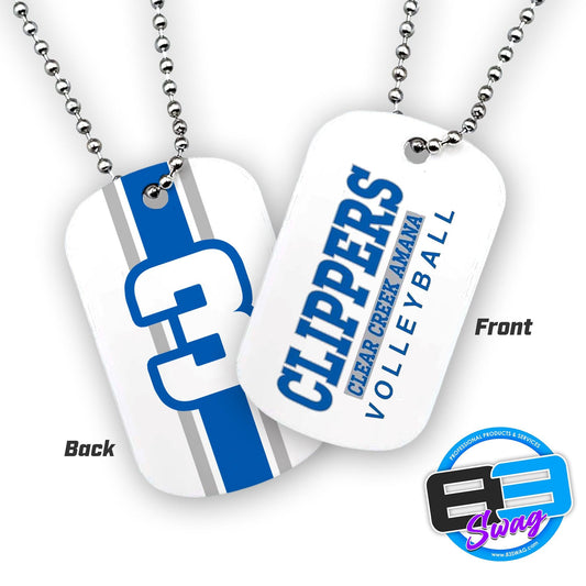 Double Sided Dog Tags - Includes Chain - Clear Creek Amana Volleyball - 83Swag