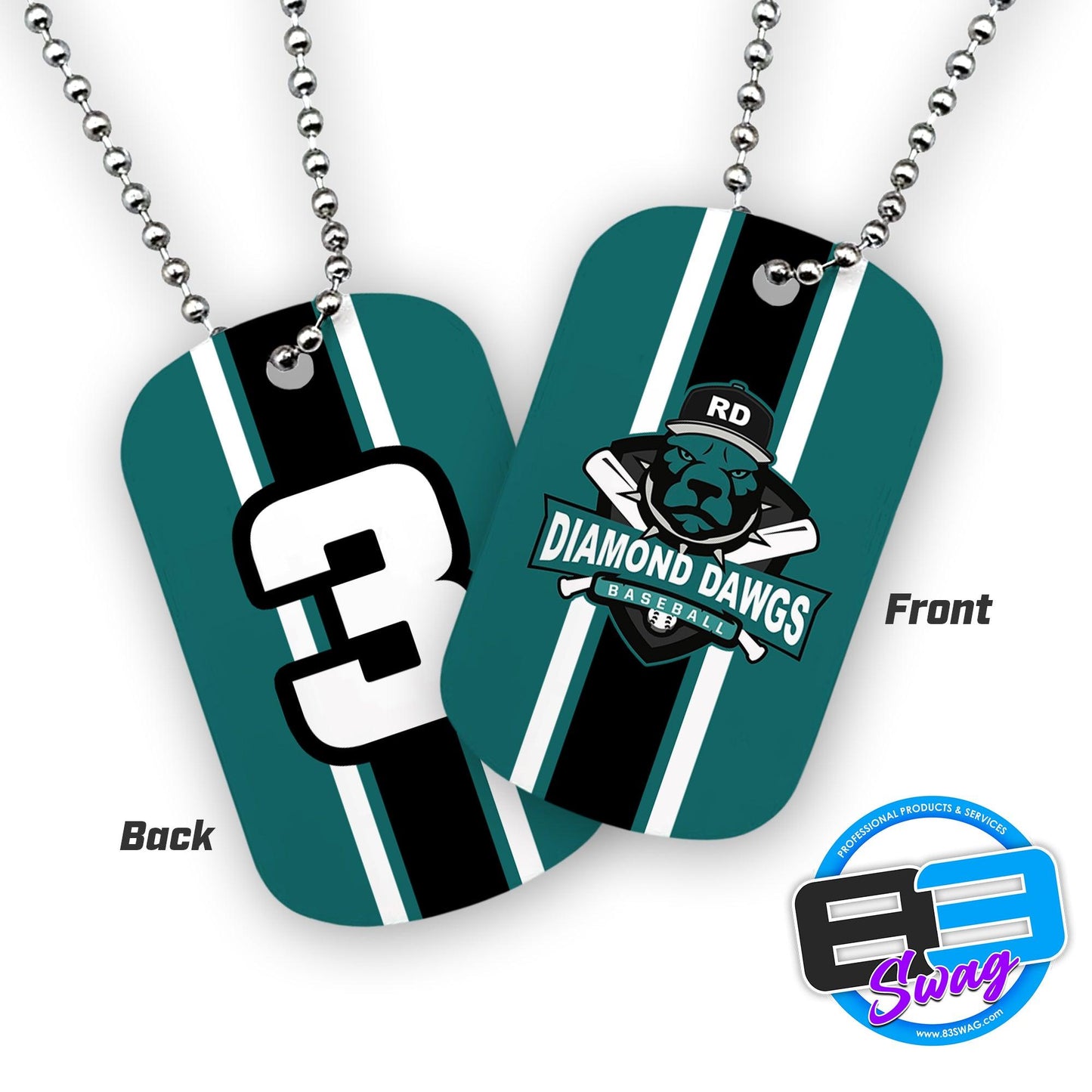 Double Sided Dog Tags - Includes Chain - Diamond Dawgs - 83Swag