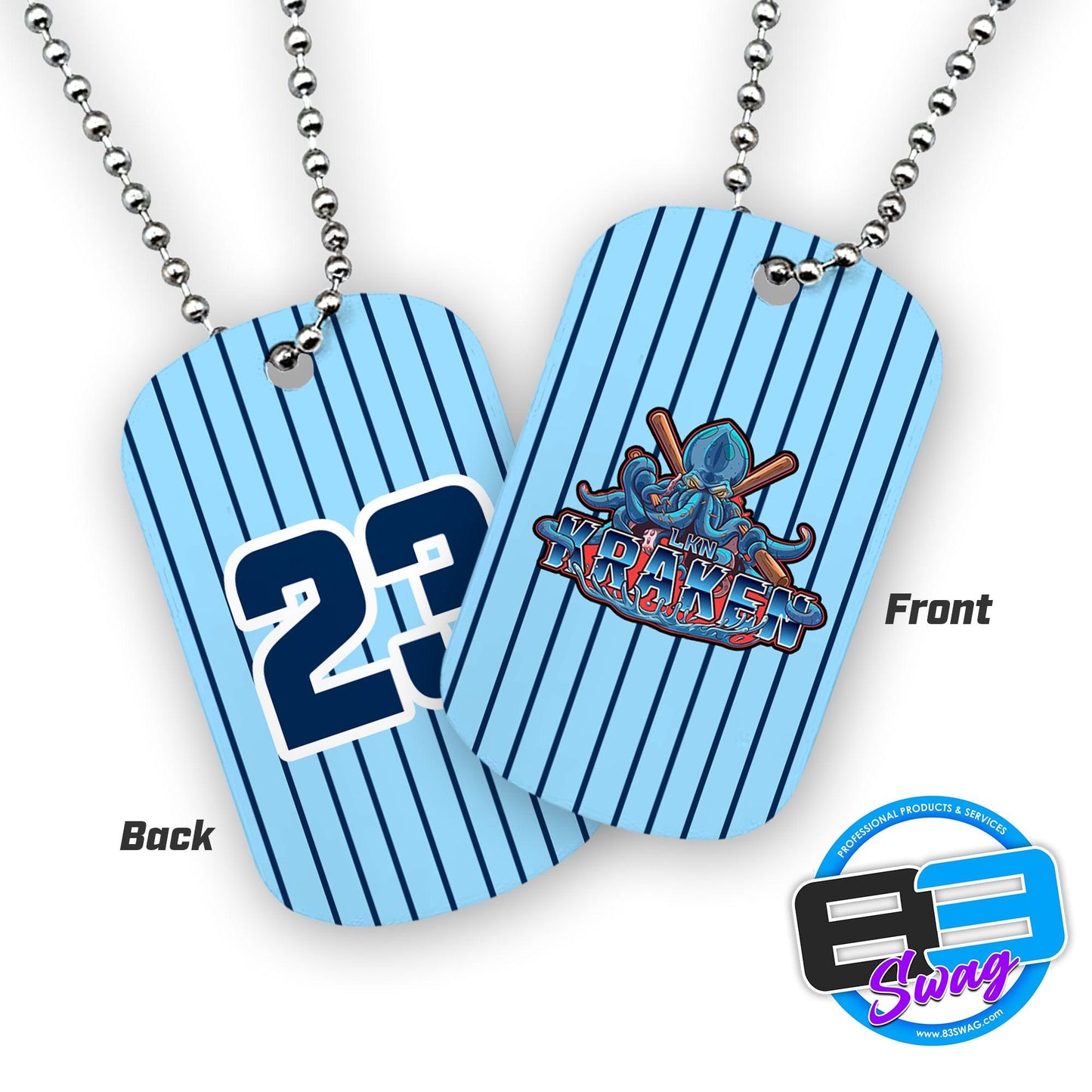 Double Sided Dog Tags - Includes Chain - LKN Kraken - 83Swag