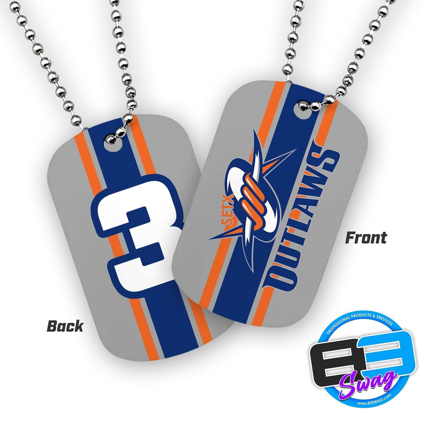 Double Sided Dog Tags - Includes Chain - SETX Outlaws - 83Swag