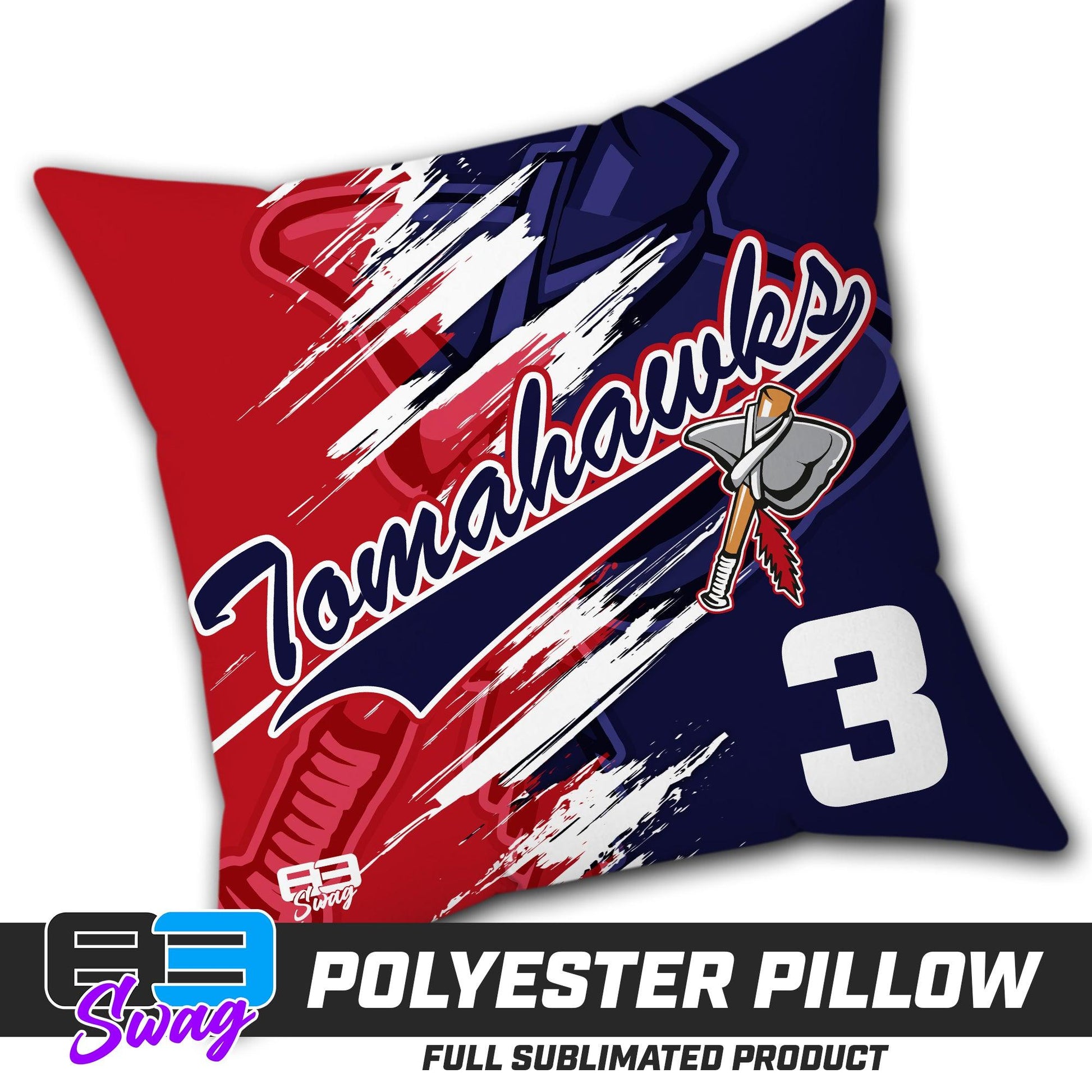 Double Sided Polyester Square Pillow - Land O Lakes Tomahawks Baseball - 83Swag