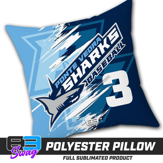 Double Sided Polyester Square Pillow - Ponte Vedra Sharks Baseball - 83Swag