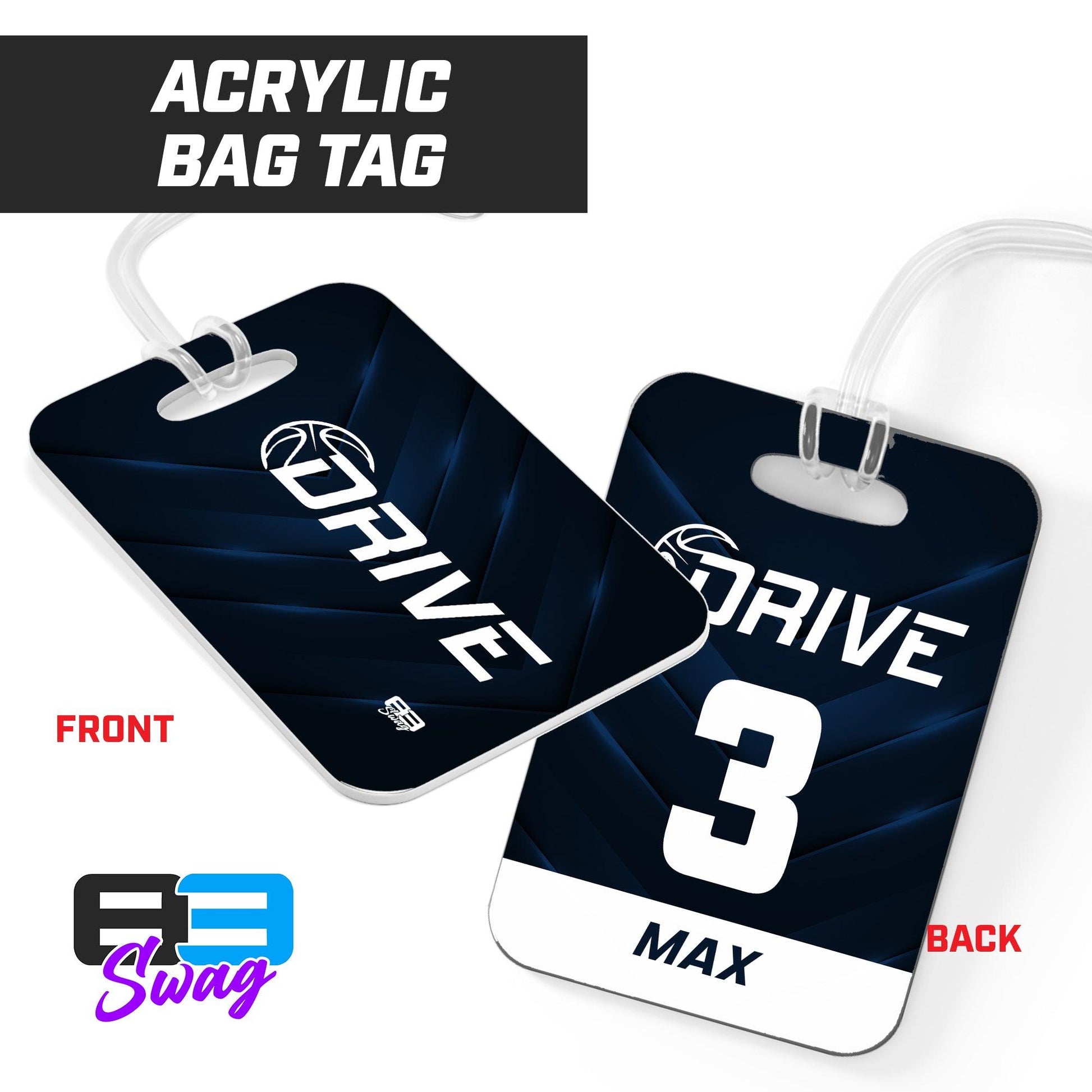 Drive Basketball - Hard Acrylic Bag Tag - 83Swag