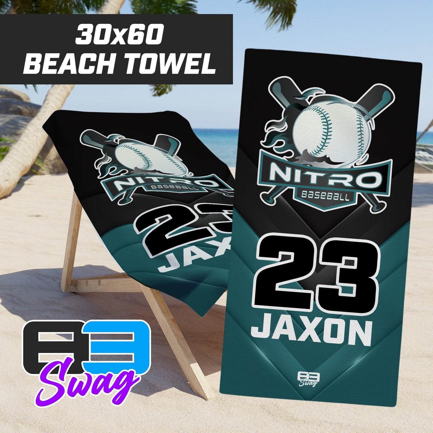 East TN Nitro Baseball 2024 Edition - 30"x60" Beach Towel - 83Swag