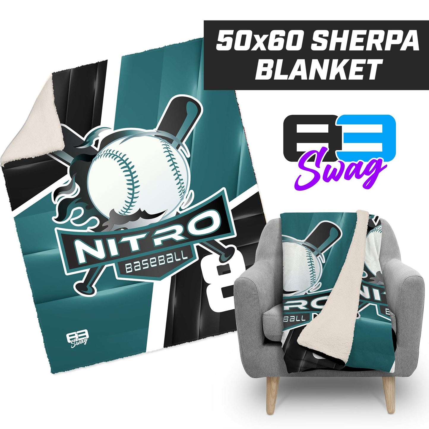 East TN Nitro Baseball 2024 Edition - 50”x60” Plush Sherpa Blanket - 83Swag