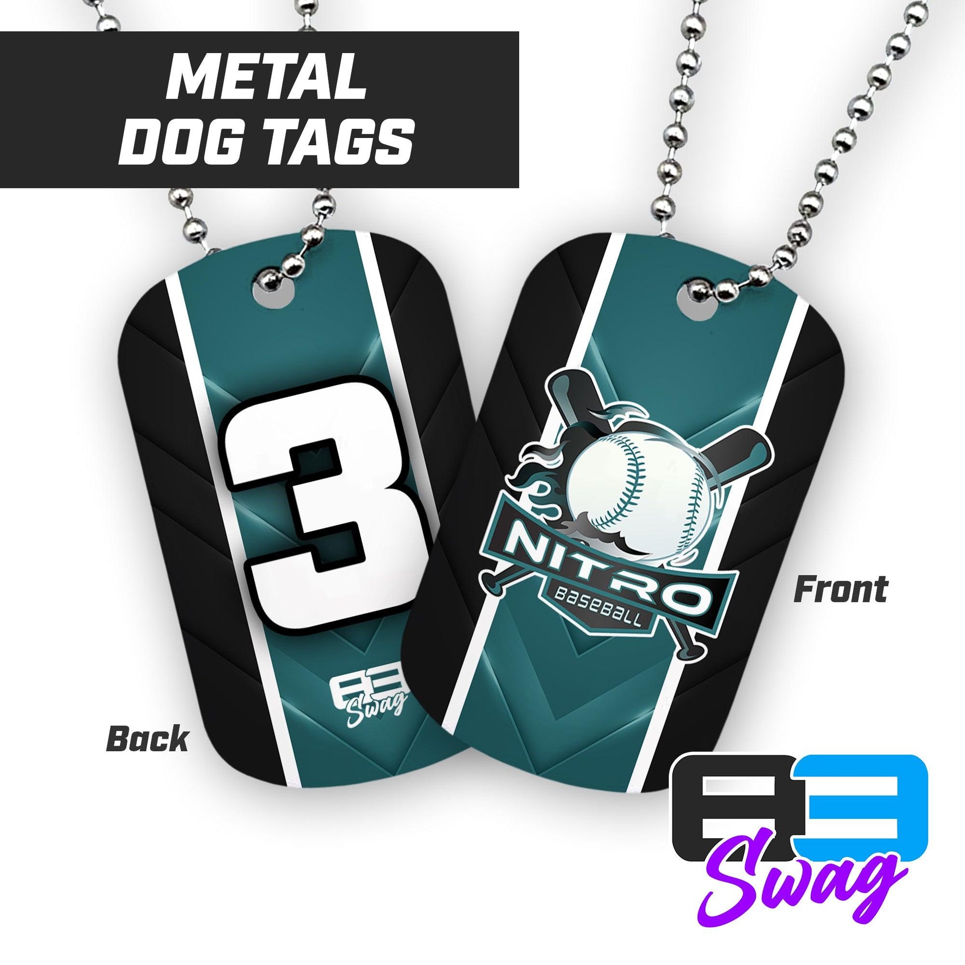East TN Nitro Baseball 2024 Edition - Double Sided Dog Tags - Includes Chain - 83Swag