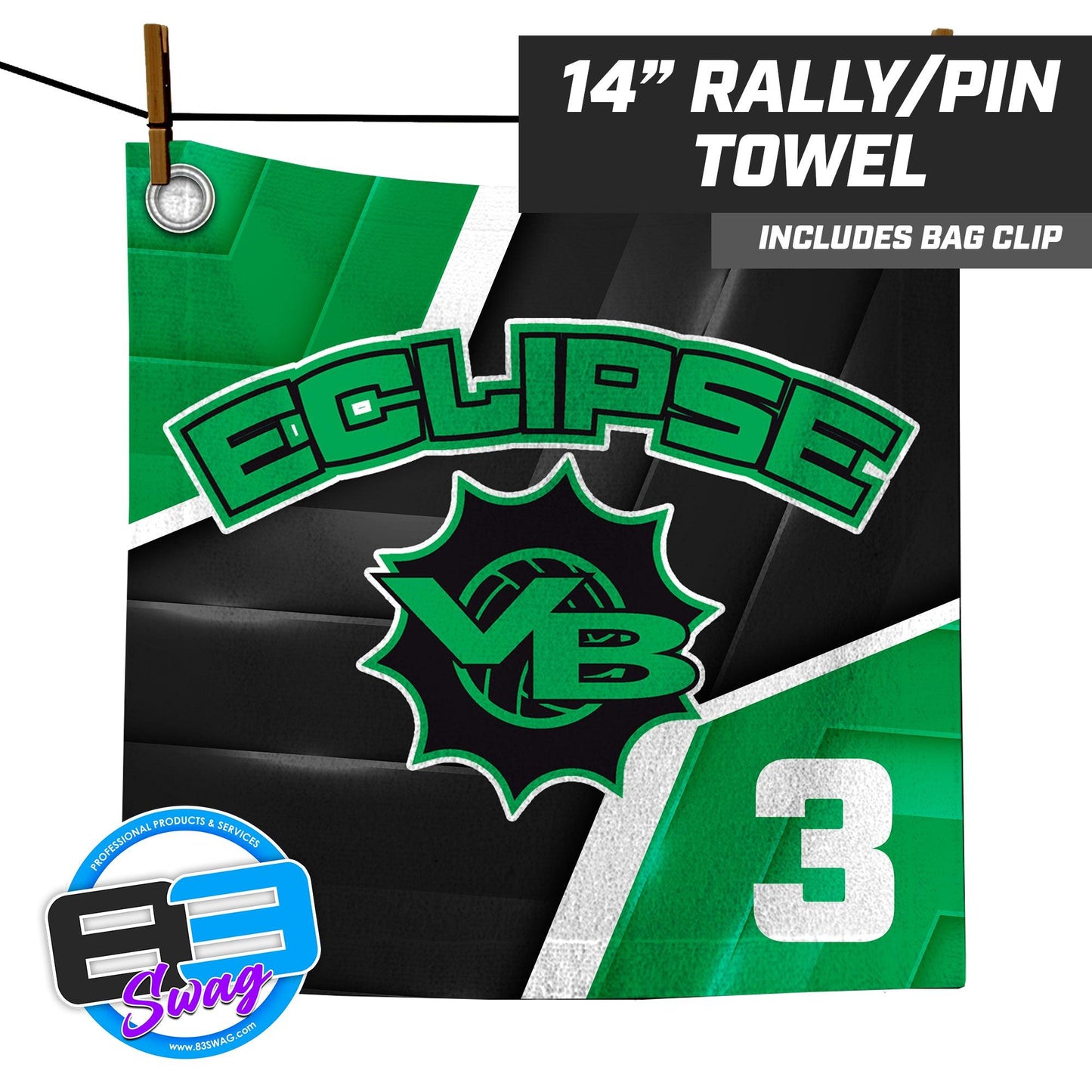 Eclipse Volleyball - 14"x14" Rally Towel - 83Swag