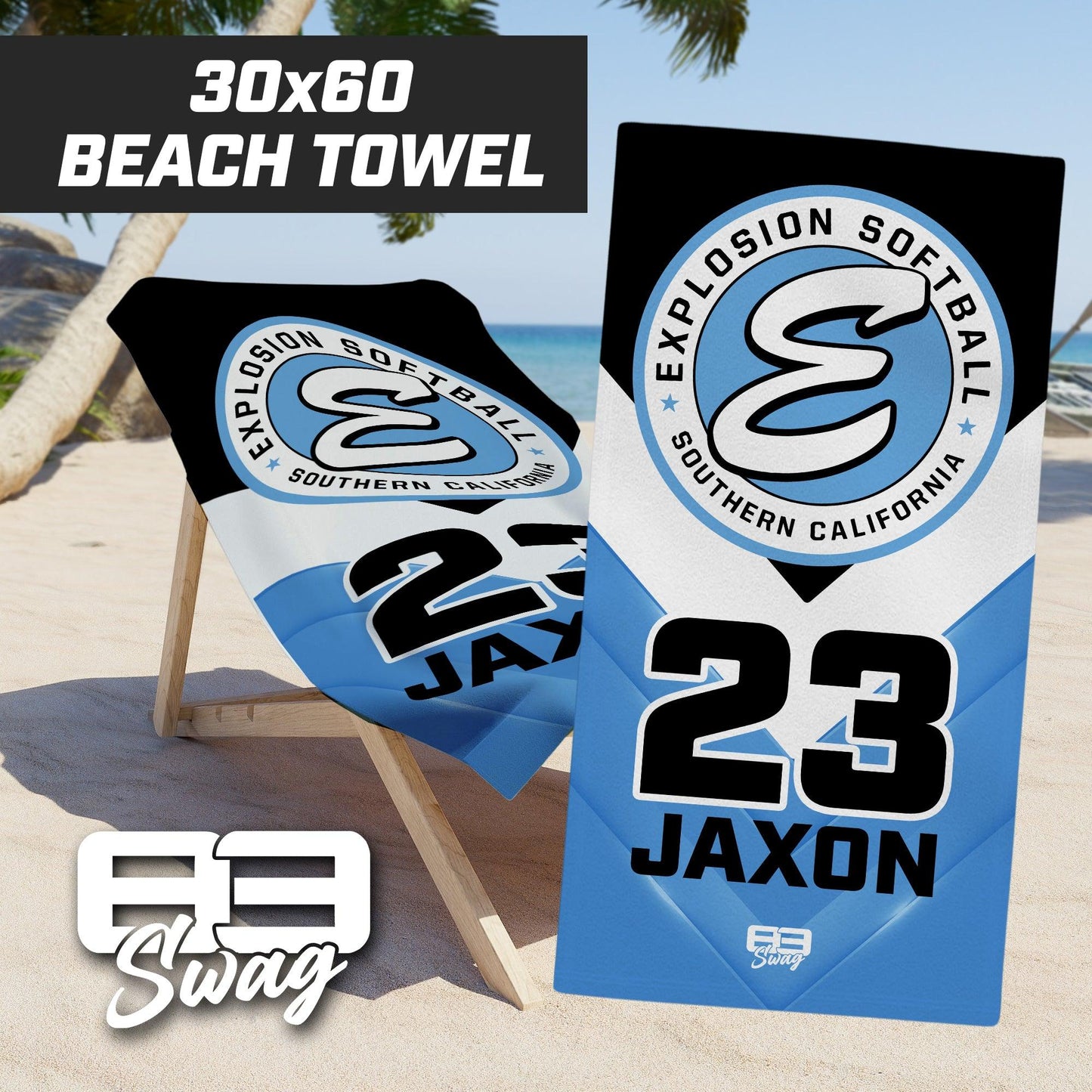 Explosion Softball - 30"x60" Beach Towel - 83Swag