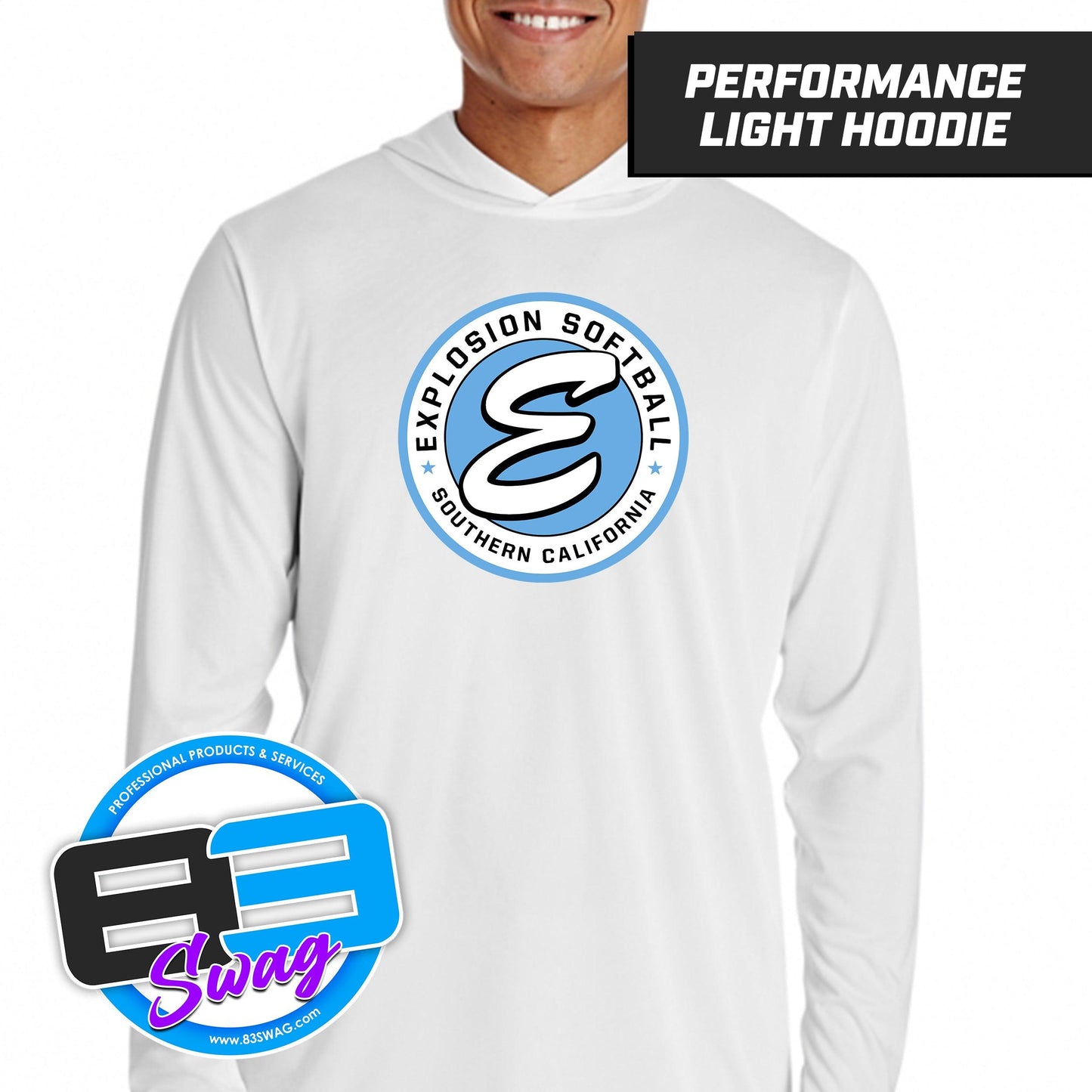 Explosion Softball - White - Lightweight Performance Hoodie - 83Swag