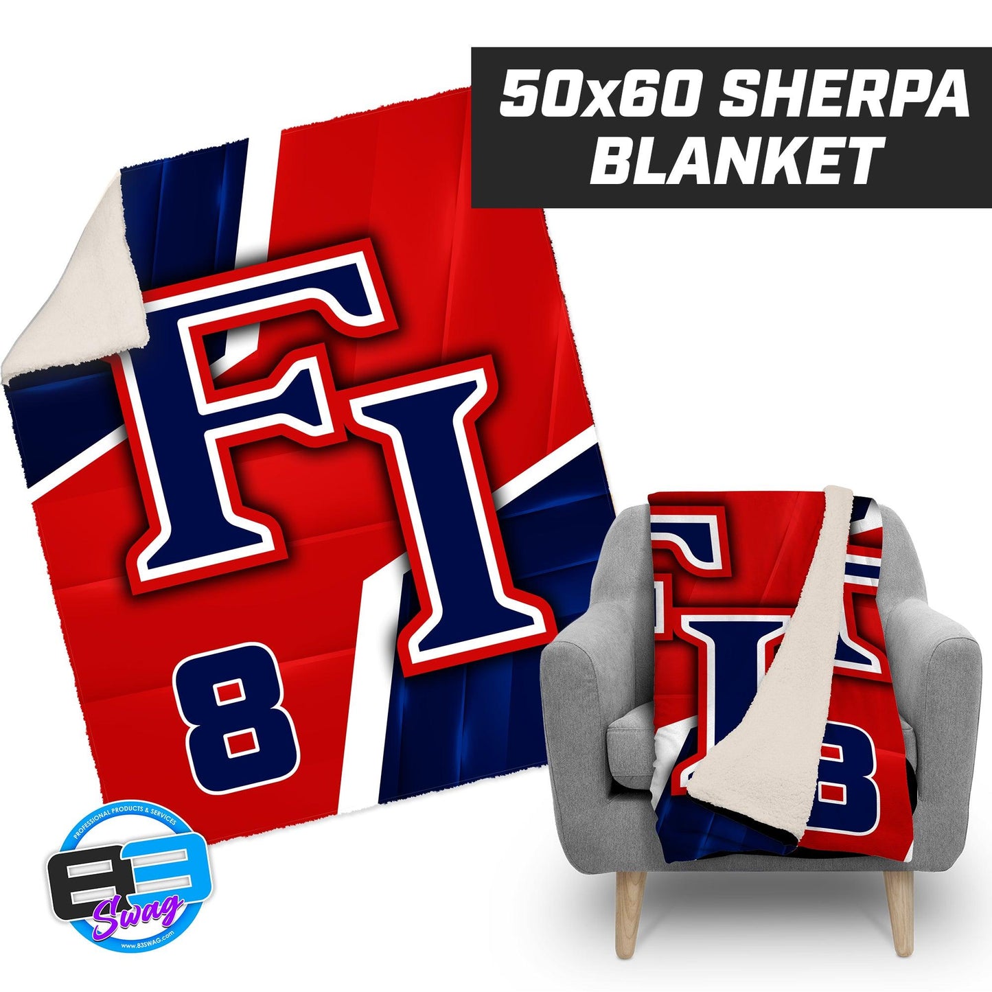 Fleming Island Baseball - 50”x60” Plush Sherpa Blanket - 83Swag