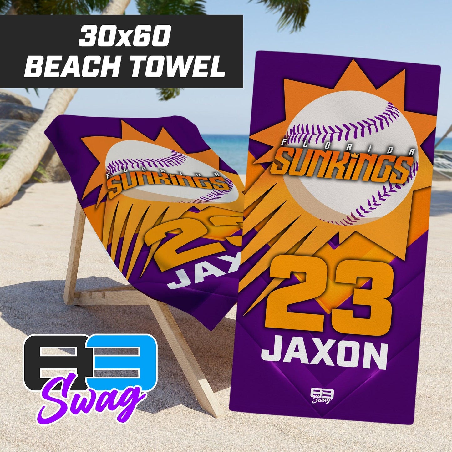 FLORIDA SUNKINGS Baseball 2024 Edition - 30"x60" Beach Towel - 83Swag