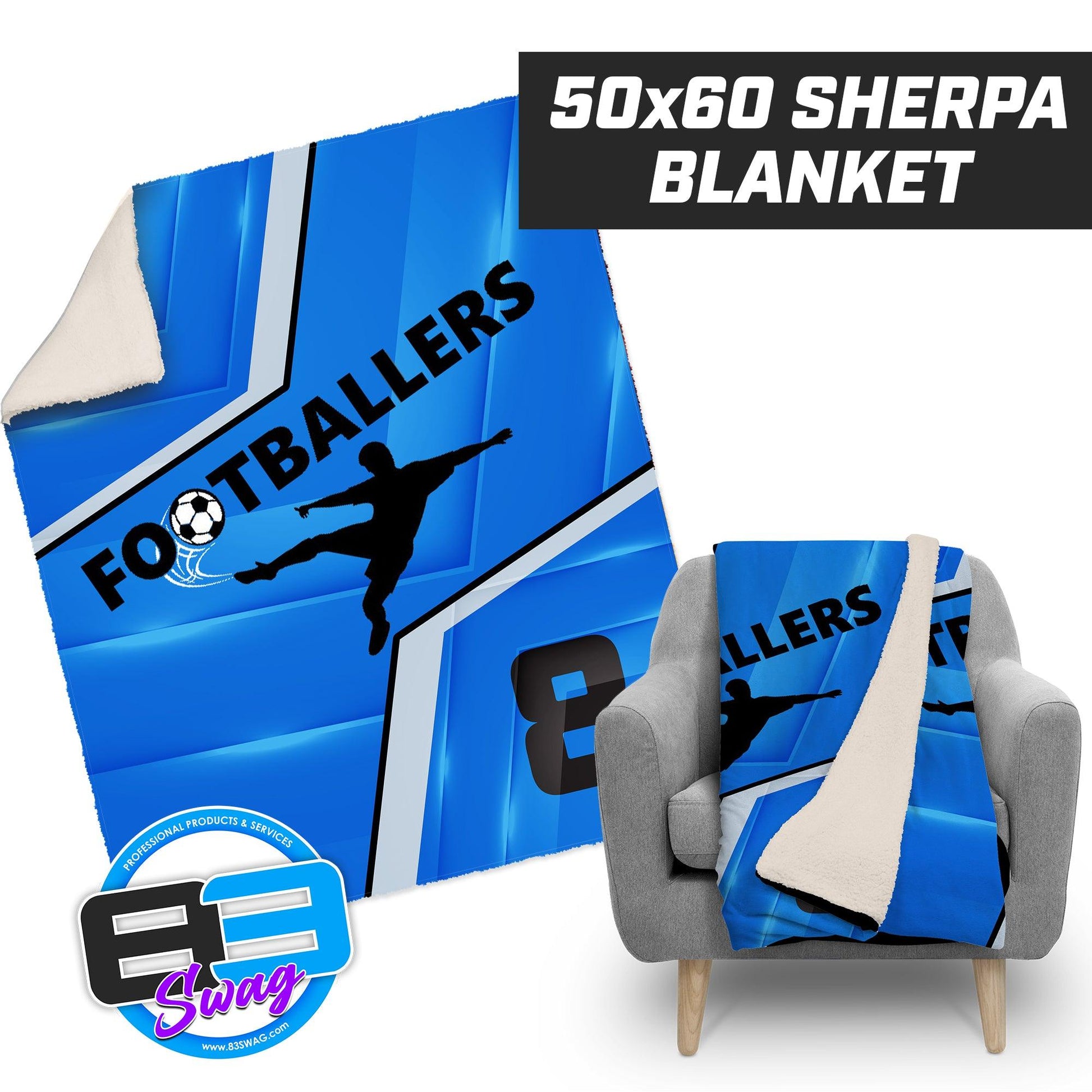 Footballers Soccer - 50”x60” Plush Sherpa Blanket - 83Swag