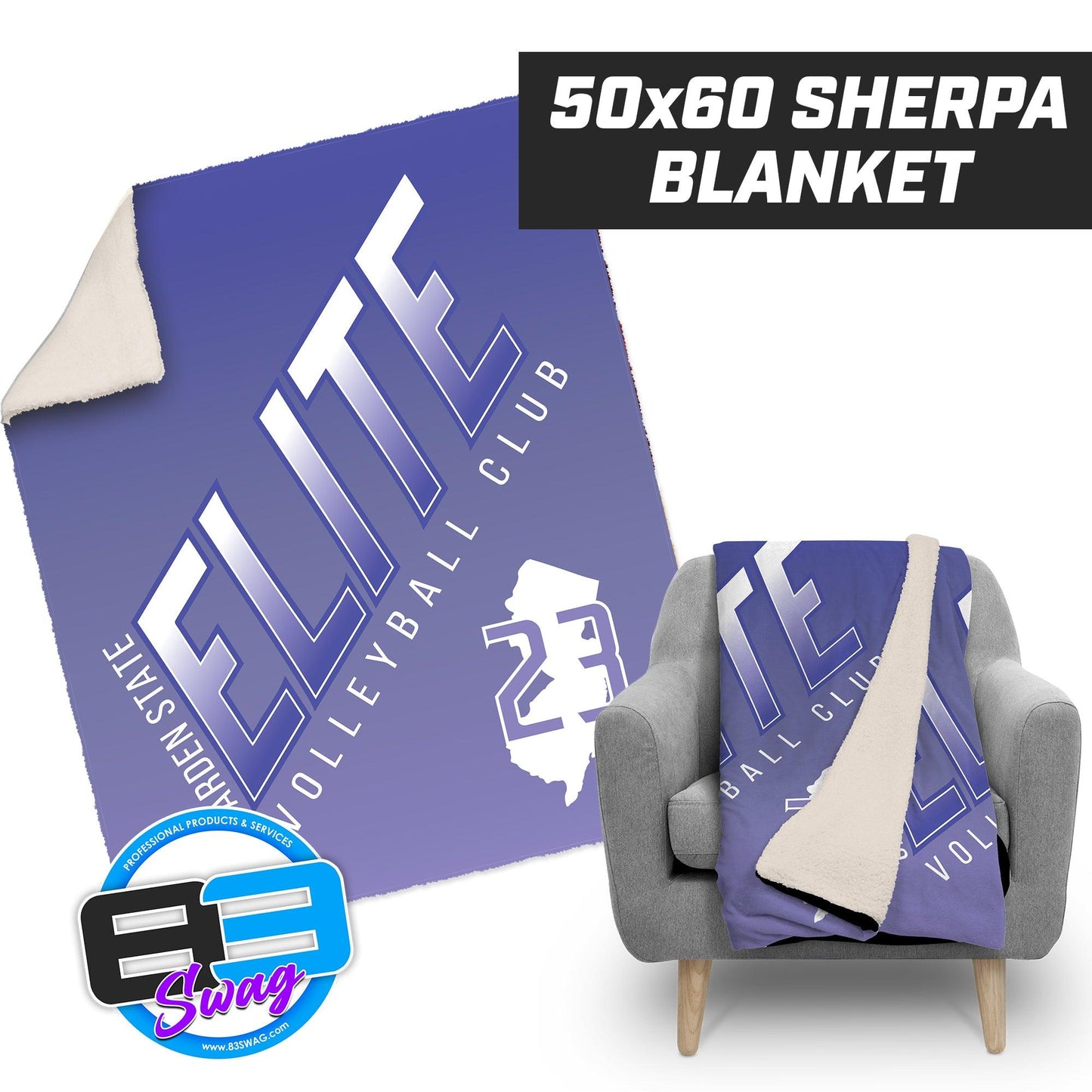 Garden State Elite Volleyball 2023 - 50”x60” Plush Sherpa Blanket - 83Swag