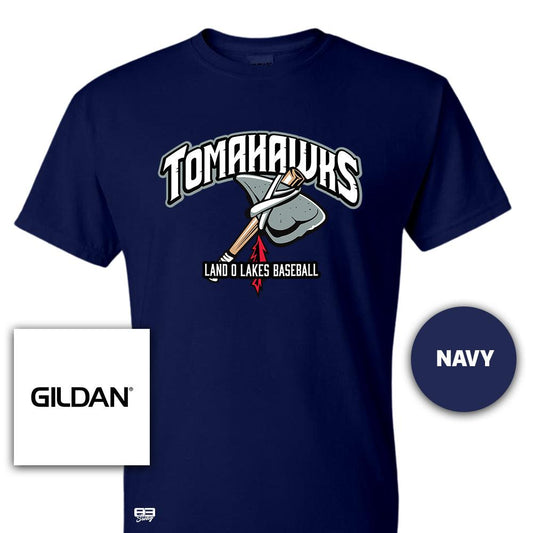 Gildan Youth & Adult 5.5 oz, 50-50 T-Shirt - Land O Lakes Tomahawks Baseball OG - 83Swag