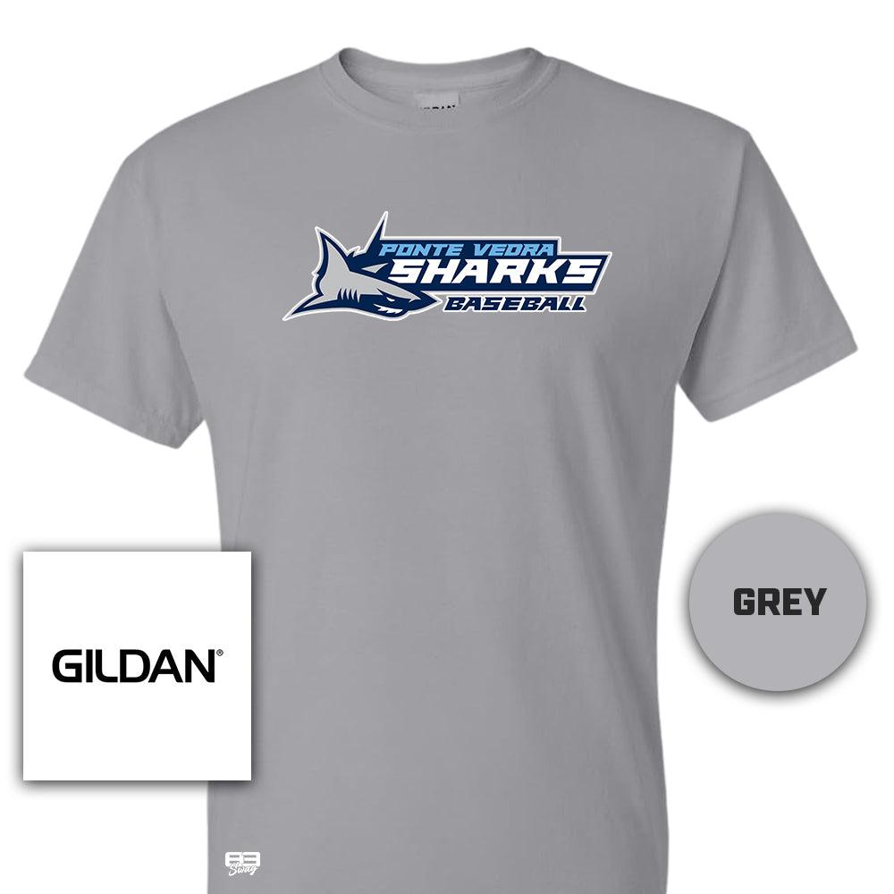 Gildan Youth & Adult 5.5 oz, 50-50 T-Shirt - Ponte Vedra Sharks Baseball - 83Swag