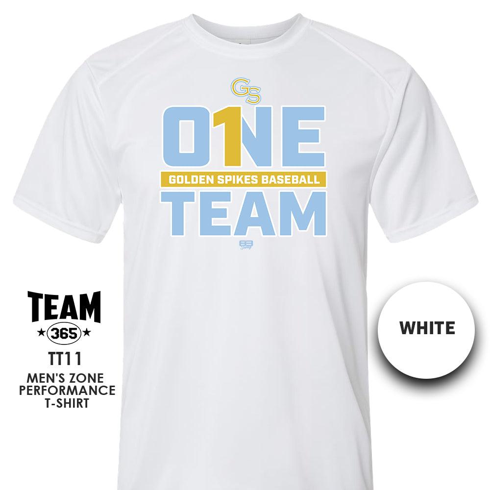 Golden Spikes Baseball - ONE TEAM LIMITED EDITION - Unisex Crew - Performance T-Shirt - 83Swag