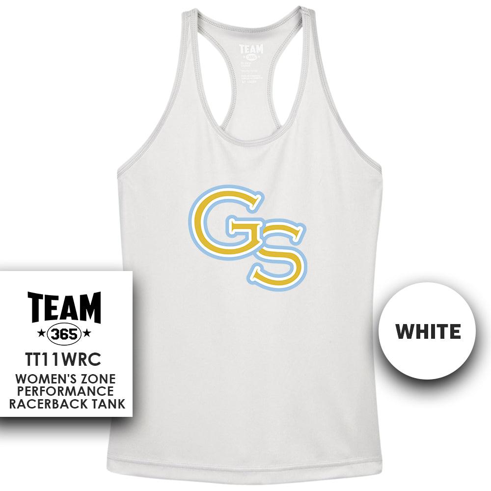 Golden Spikes Baseball V1 - Performance Women’s Racerback T - MULTIPLE COLORS AVAILABLE - 83Swag