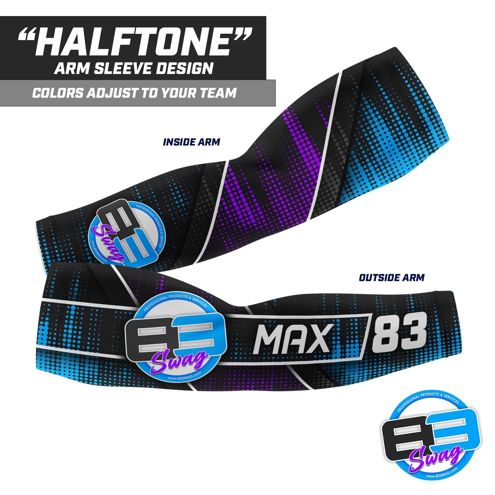 HALFTONE Design - Custom Arm Sleeve - Supply Your Team Logo & Colors! - 83Swag