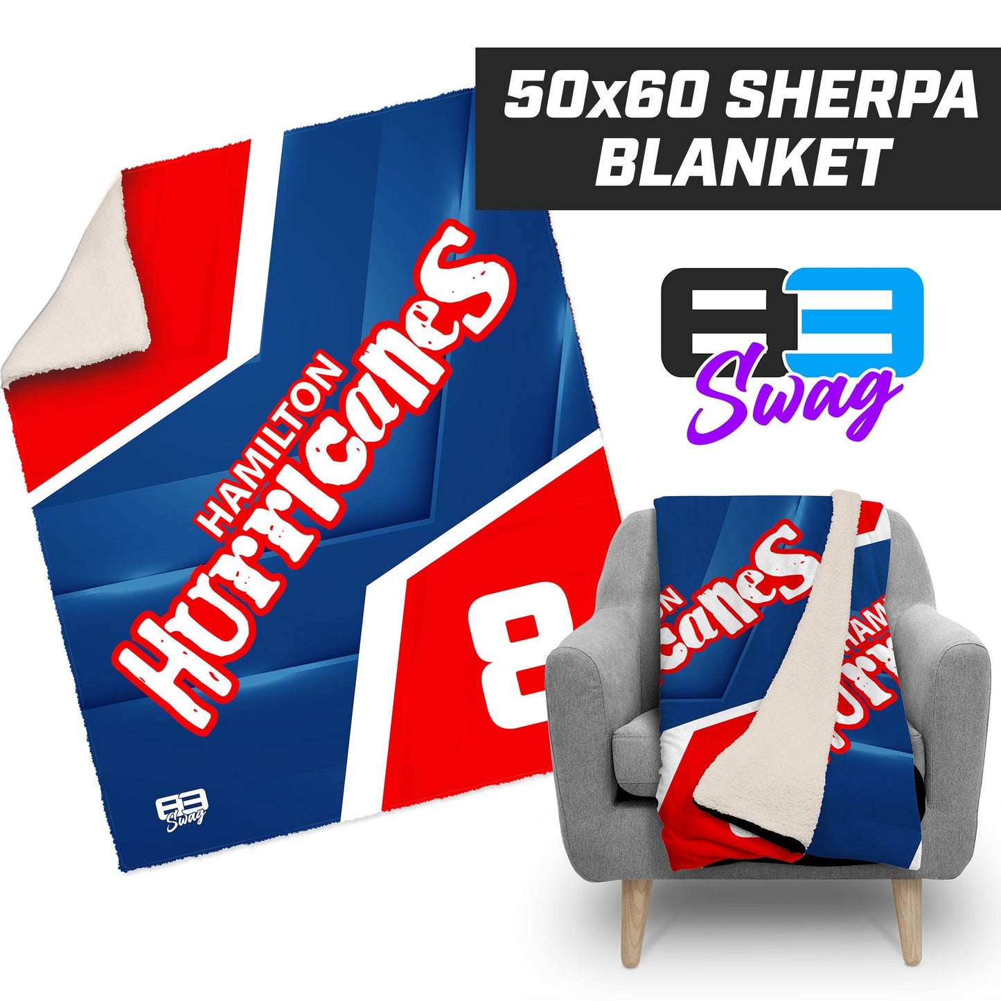 Hamilton Hurricanes 2024 Edition - 50”x60” Plush Sherpa Blanket - 83Swag