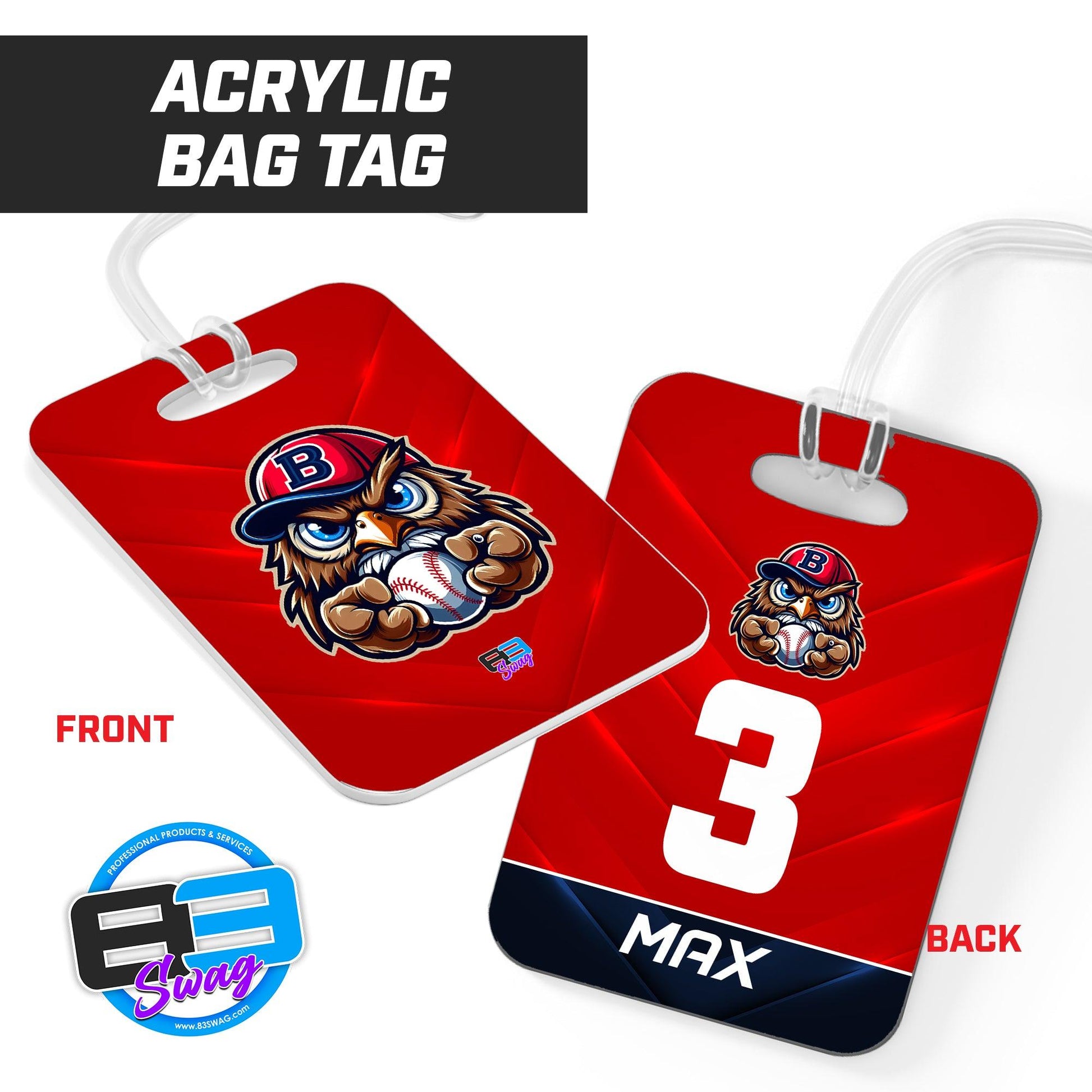 Hard Acrylic Bag Tag - Bay Area Barnstormers - 83Swag