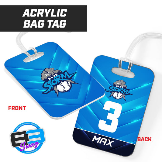 Hard Acrylic Bag Tag - Blue Storm Baseball - 83Swag
