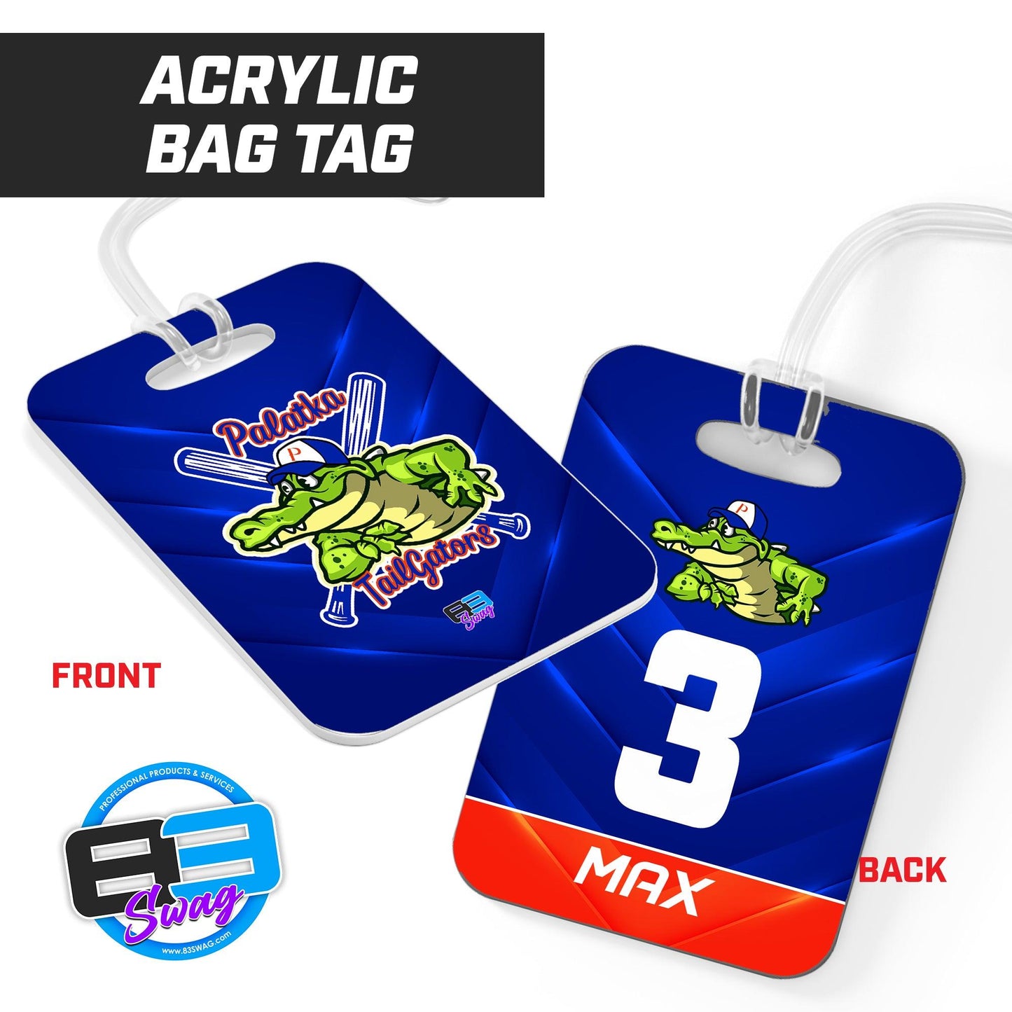 Hard Acrylic Bag Tag - Palatka TailGators Baseball - 83Swag