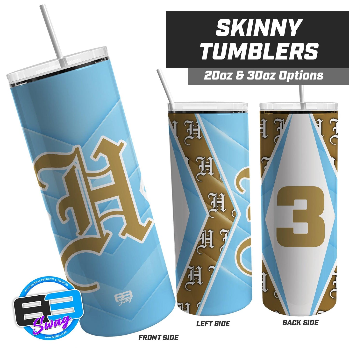 Hard Nose Baseball 2024 - 20oz & 30oz Skinny Tumbler - 83Swag