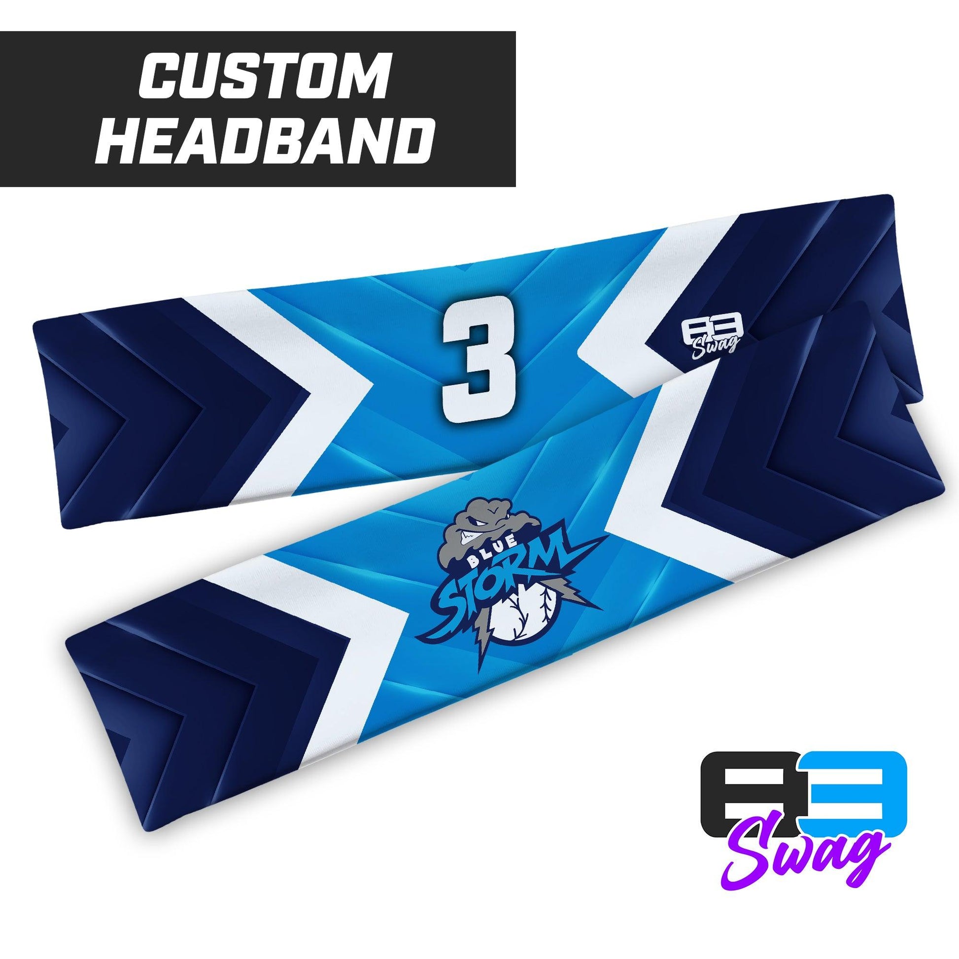 Headband - Blue Storm Baseball - 83Swag