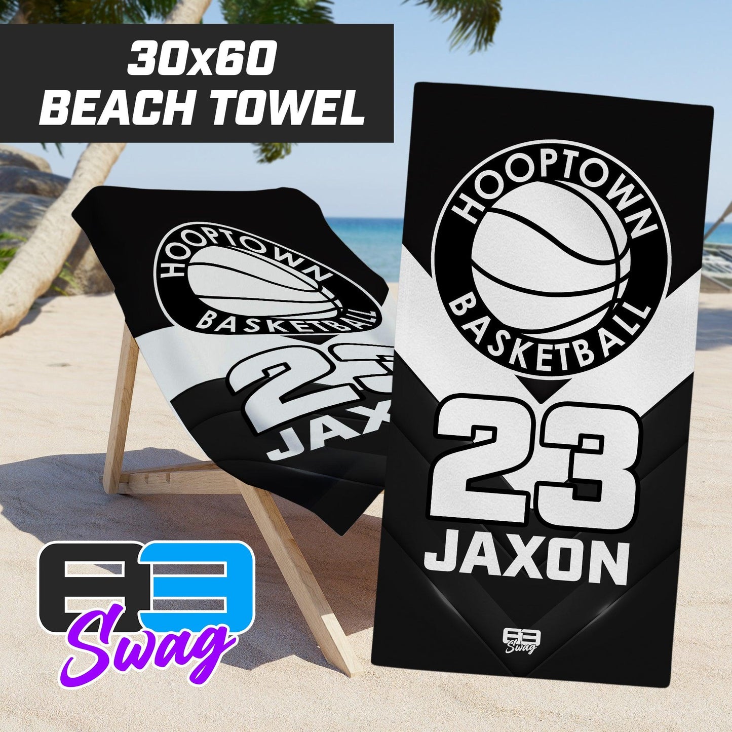 Hoop Town Basketball 2024 Edition - 30"x60" Beach Towel - 83Swag