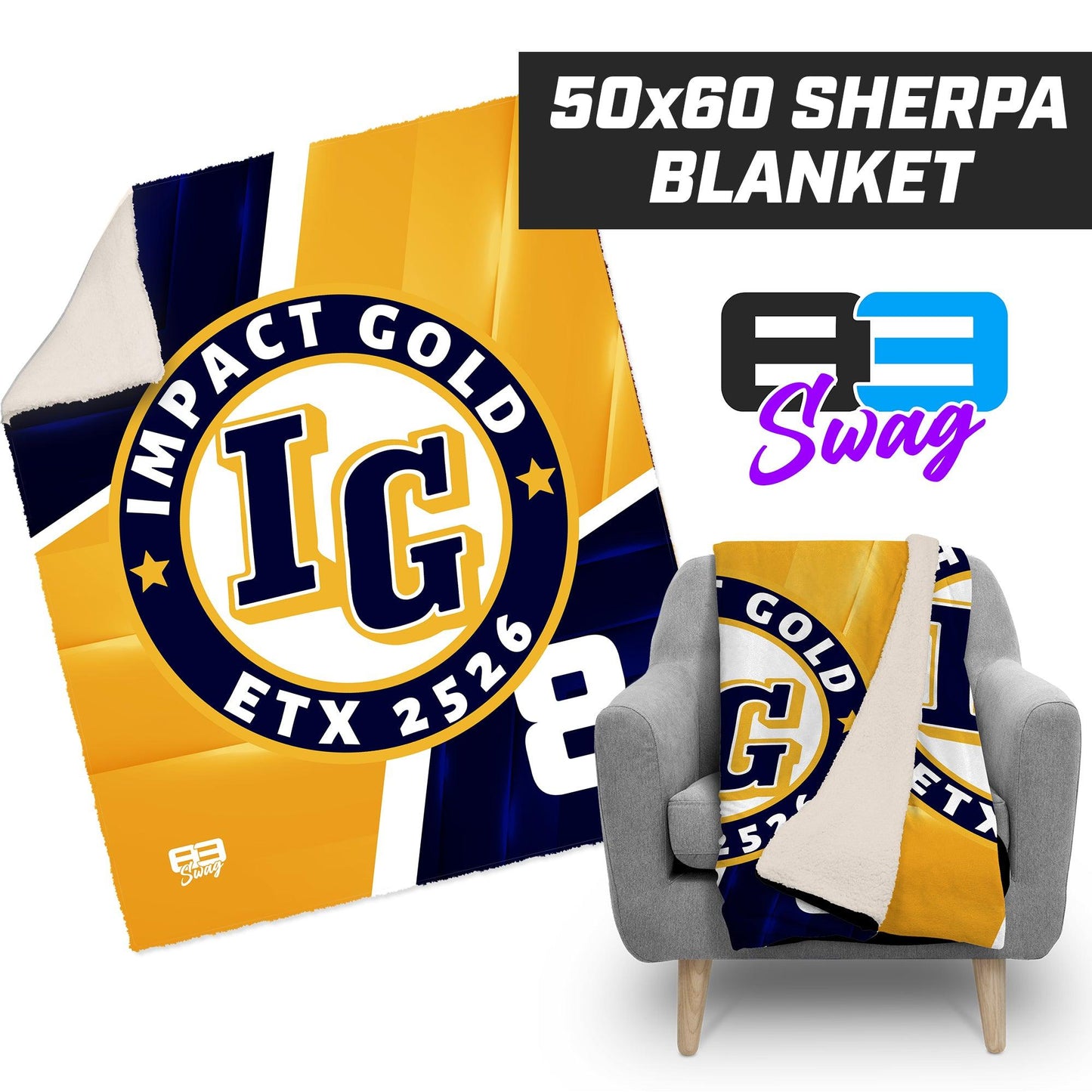 Impact Gold ETX 2526 - 50”x60” Plush Sherpa Blanket - 83Swag