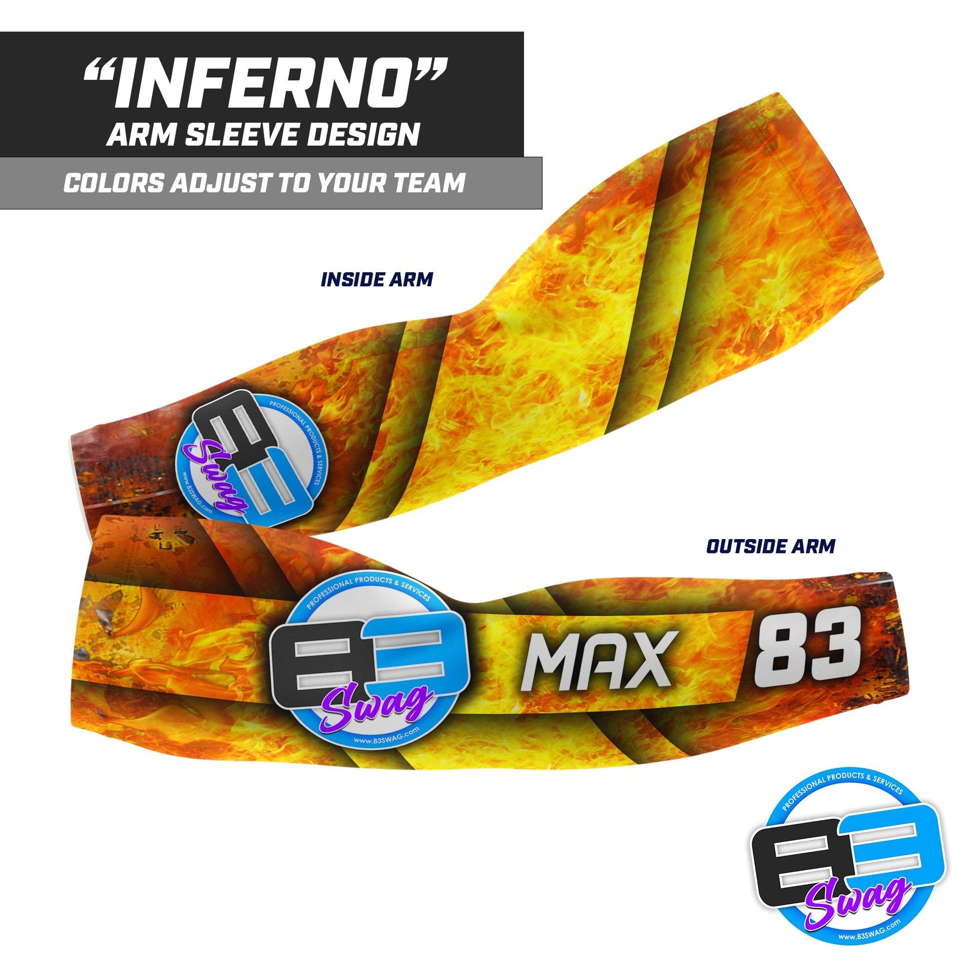 INFERNO Design - Custom Arm Sleeve - Supply Your Team Logo & Colors! - 83Swag