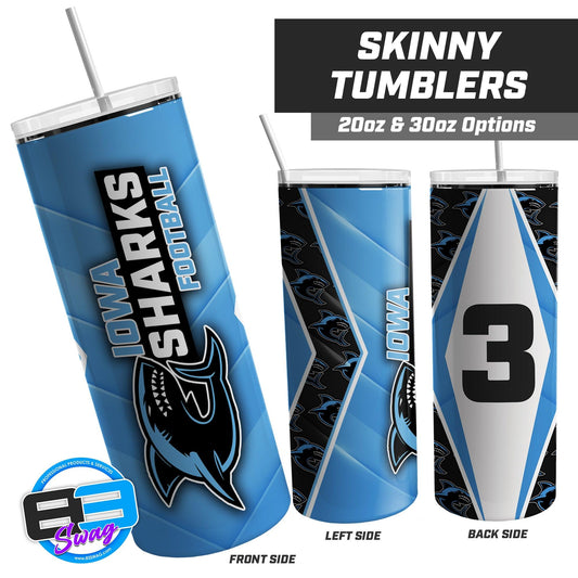 Iowa Sharks Football - 20oz & 30oz Skinny Tumbler - 83Swag