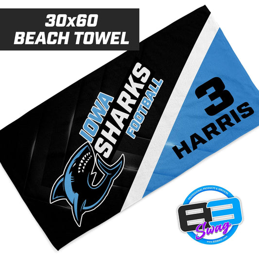 Iowa Sharks Football - 30"x60" Beach Towel - 83Swag