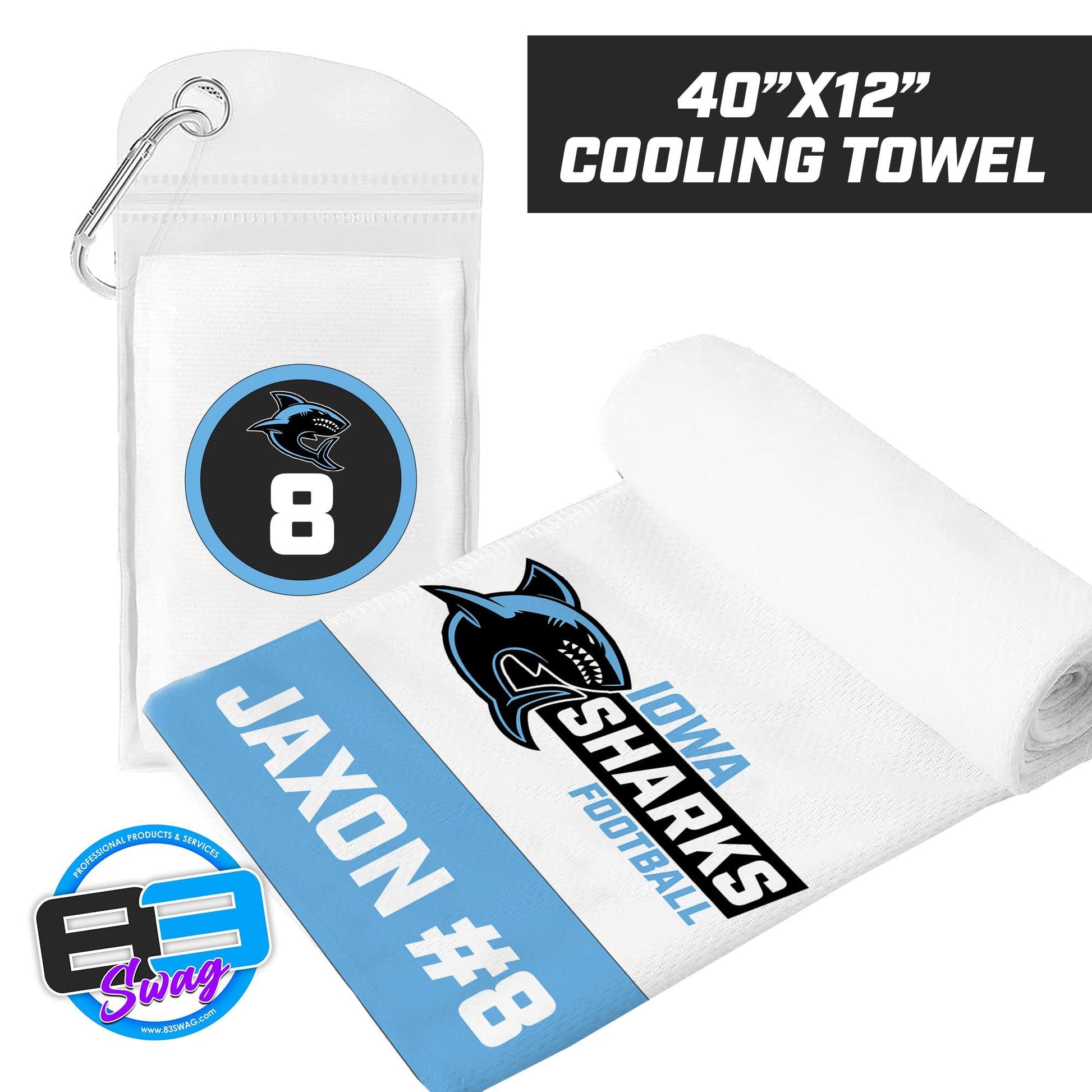 Iowa Sharks Football - 40"x12" Custom Cooling Towel - 83Swag