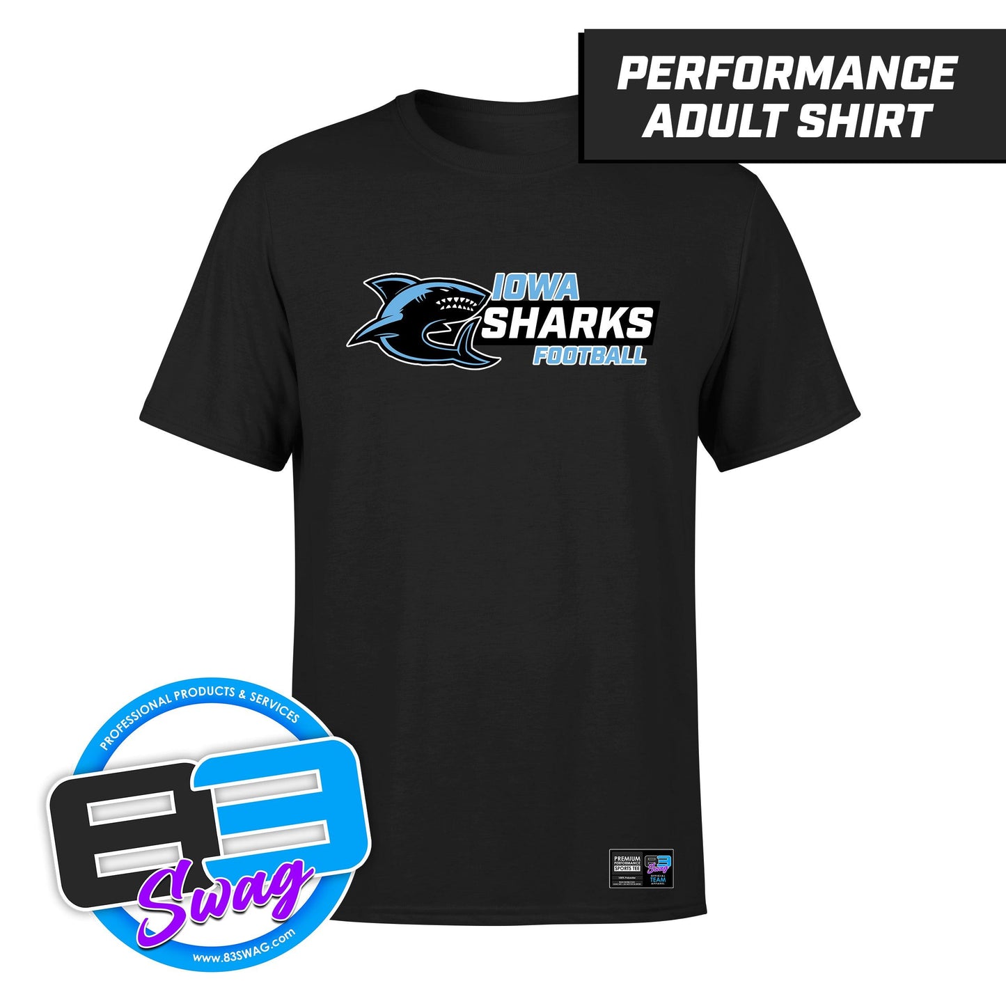 Iowa Sharks Football - Adult UNISEX Shirt BLACK - 83Swag