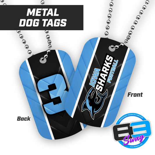 Iowa Sharks Football - Double Sided Dog Tags - Includes Chain - 83Swag