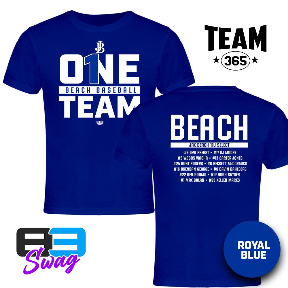 Jax Beach Baseball - ONE TEAM JB VERSION - Crew - Performance T-Shirt - MULTIPLE COLORS AVAILABLE - 83Swag