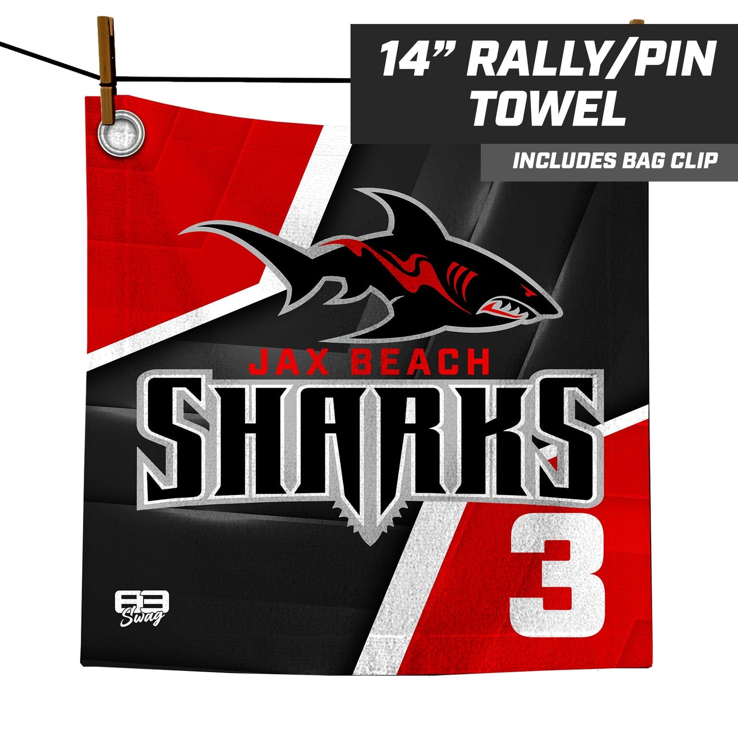 Jax Beach Sharks Football - 14"x14" Rally Towel - 83Swag