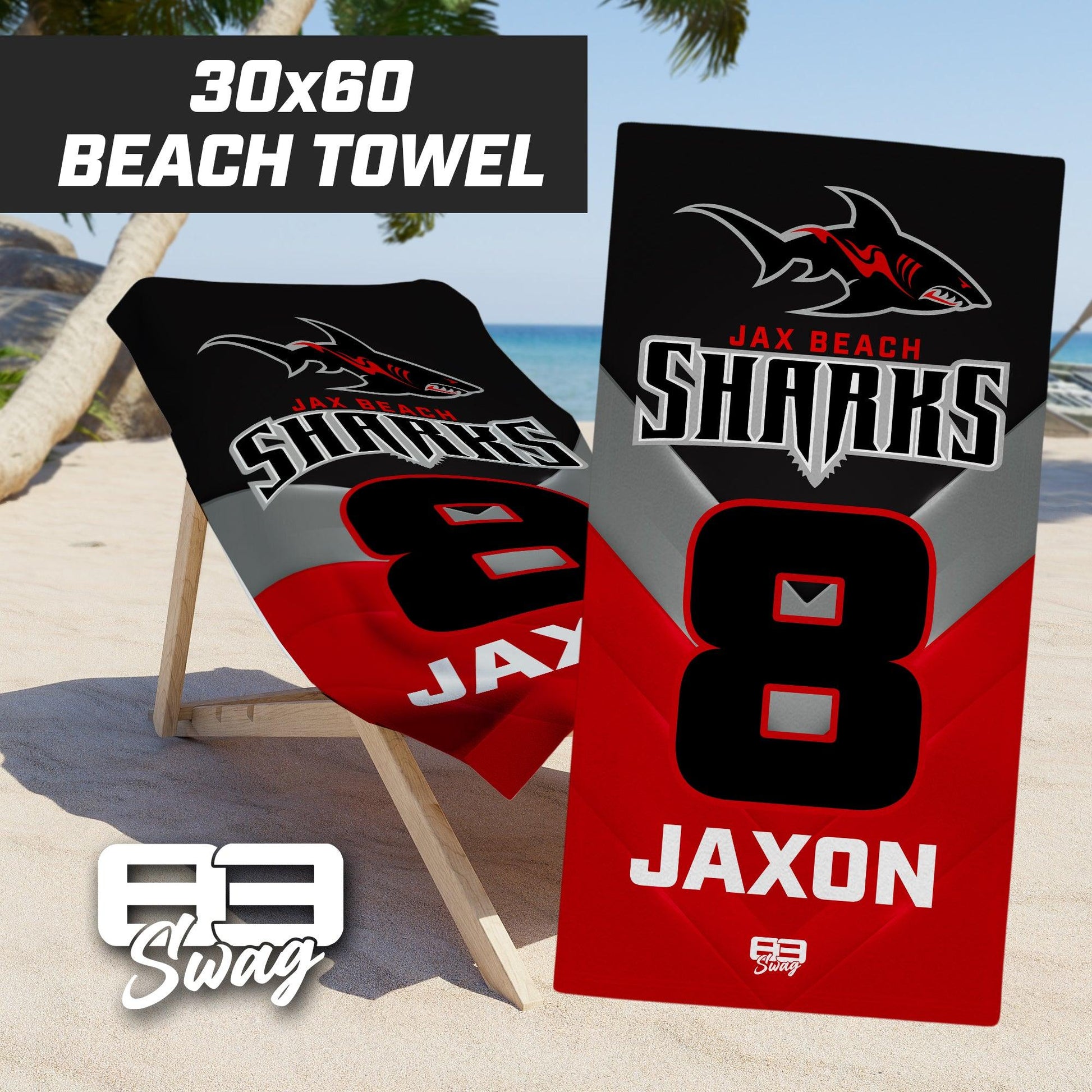 Jax Beach Sharks Football - 30"x60" Beach Towel - 83Swag