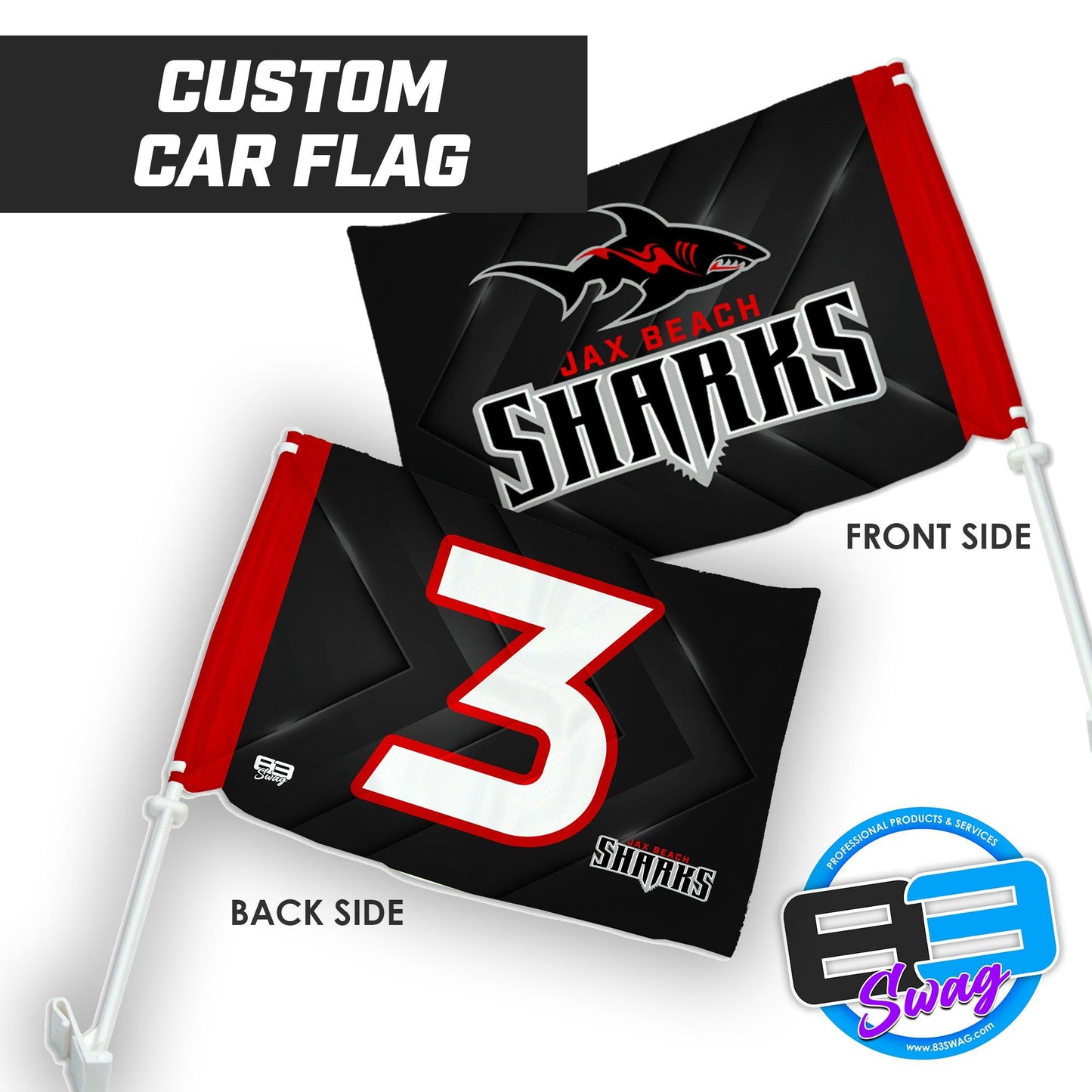 Jax Beach Sharks Football - Car Flag - 83Swag