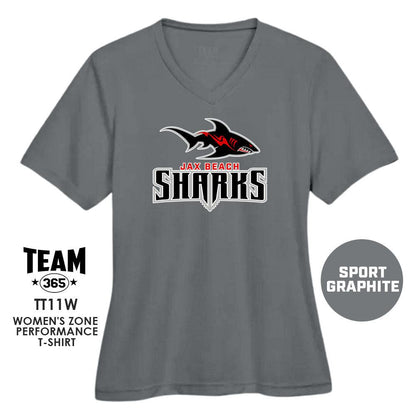 Jax Beach Sharks Football - Cool & Dry Performance Women's Shirt - MULTIPLE COLORS AVAILABLE - 83Swag