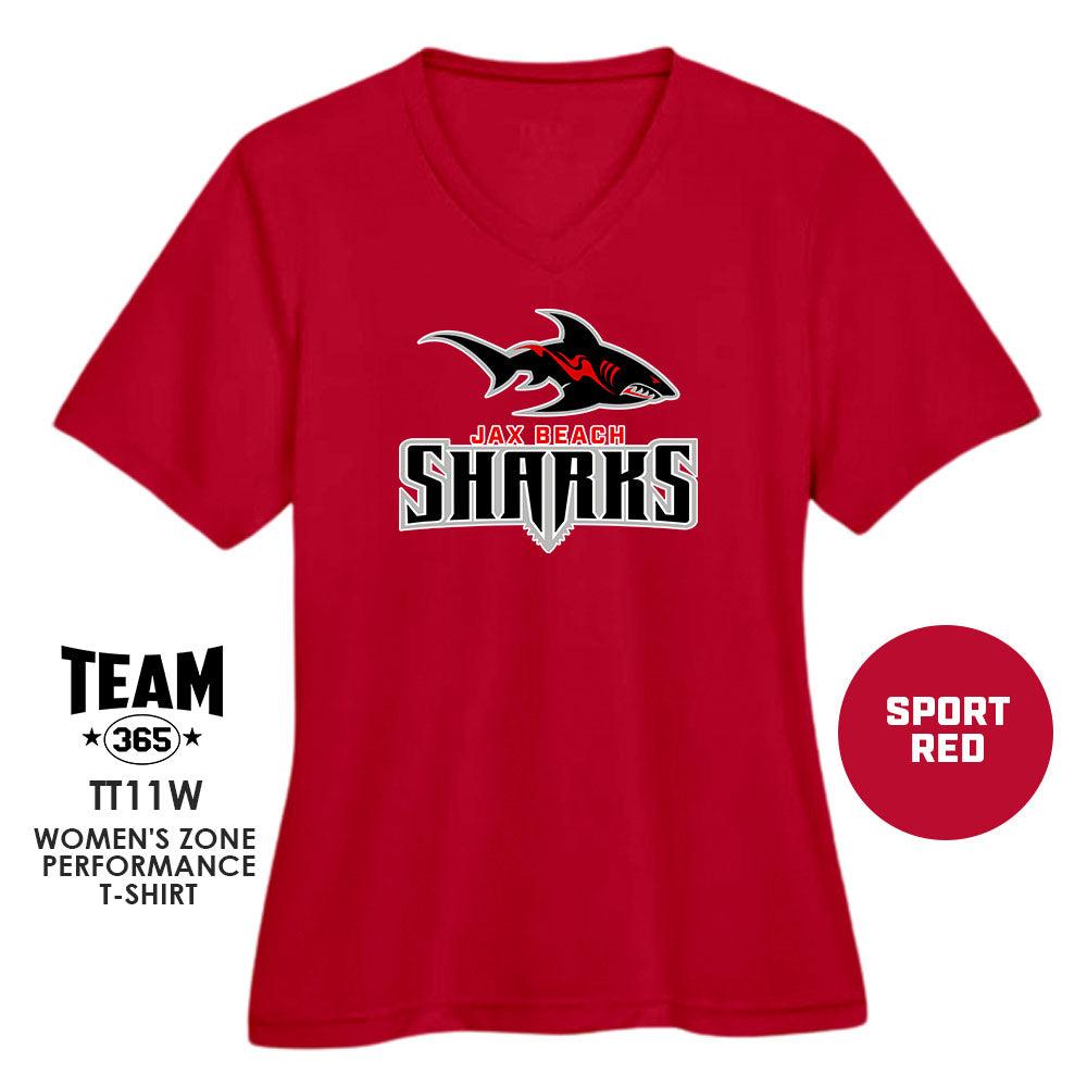 Jax Beach Sharks Football - Cool & Dry Performance Women's Shirt - MULTIPLE COLORS AVAILABLE - 83Swag