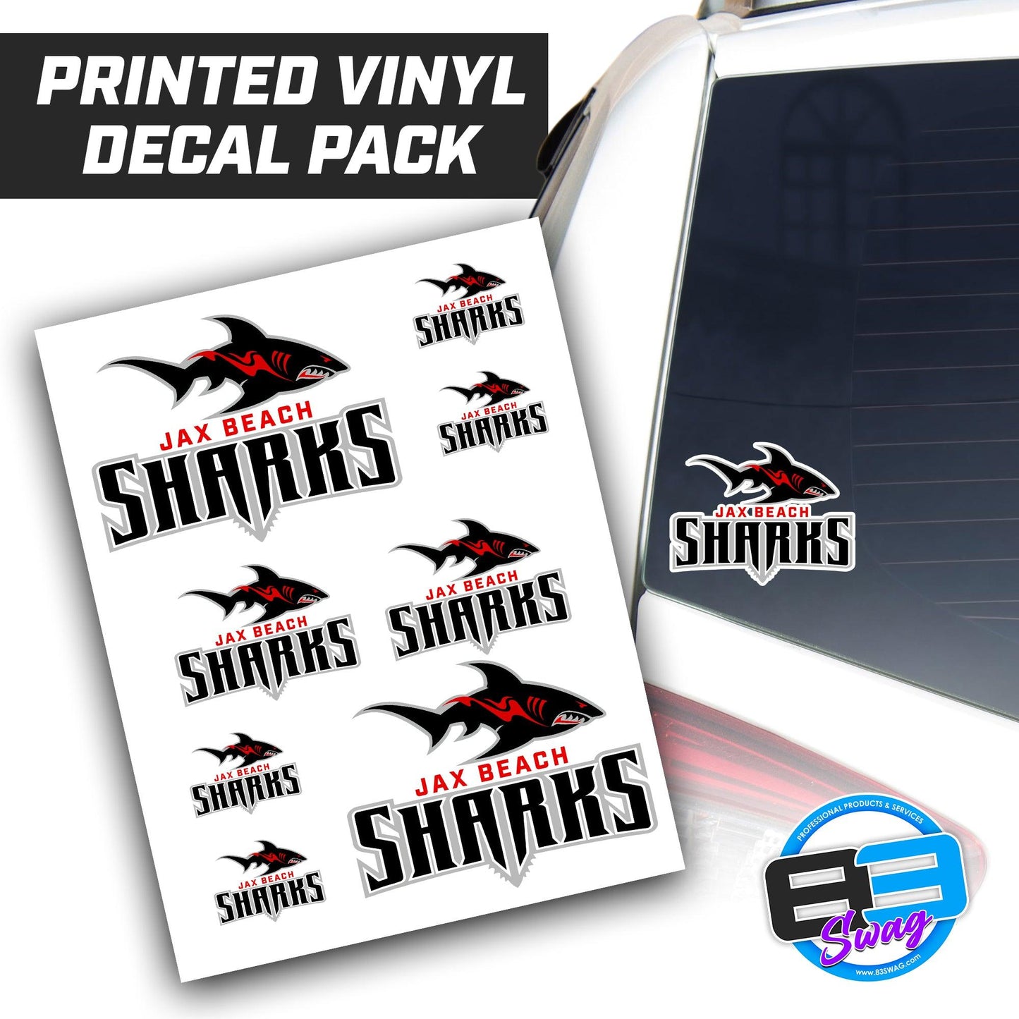 Jax Beach Sharks Football - Logo Vinyl Decal Pack - 83Swag